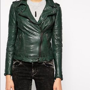 MUUBAA Green Genuine Leather Jacket